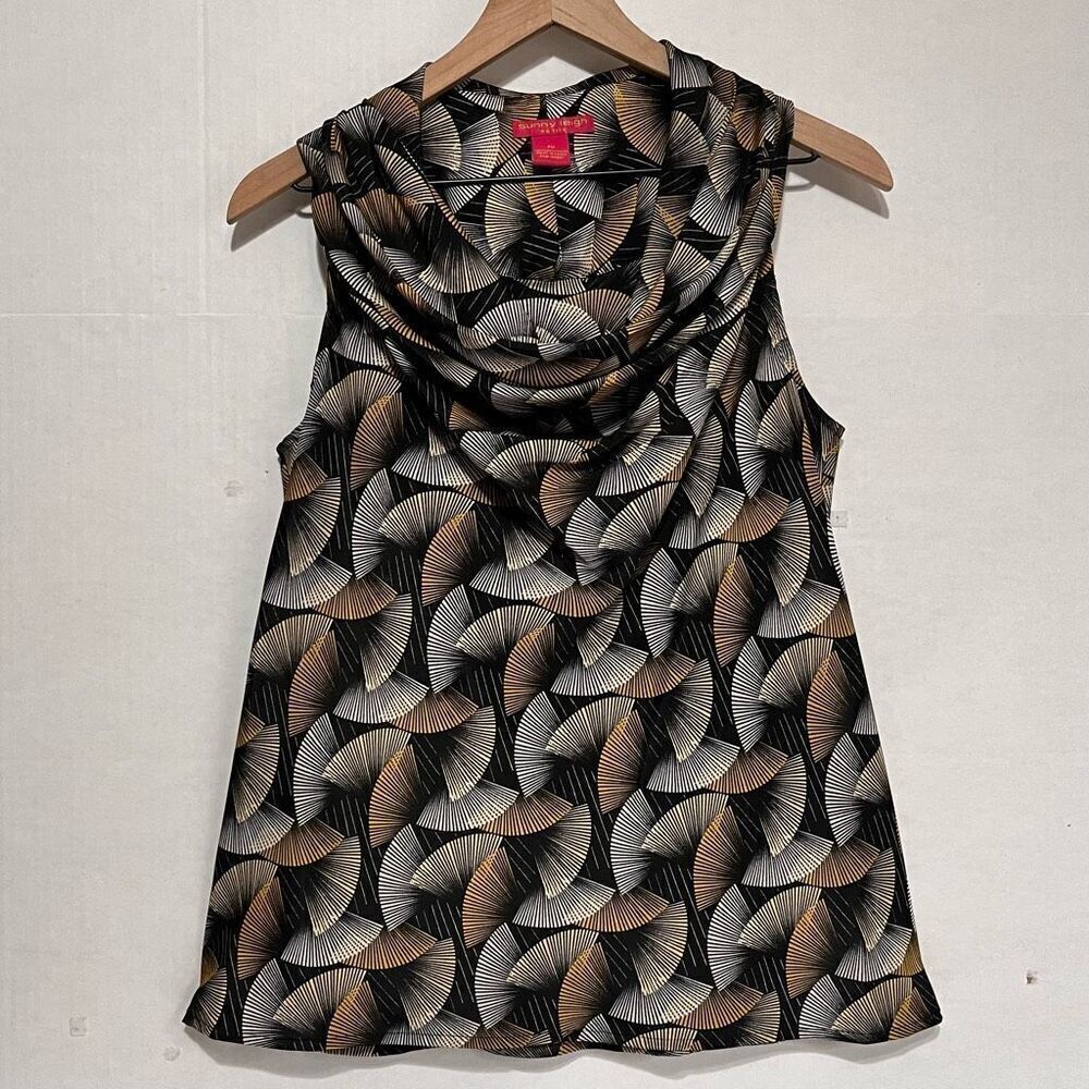 Sunny Leigh Petite Black And Gold Sleeveless Top   Size PM